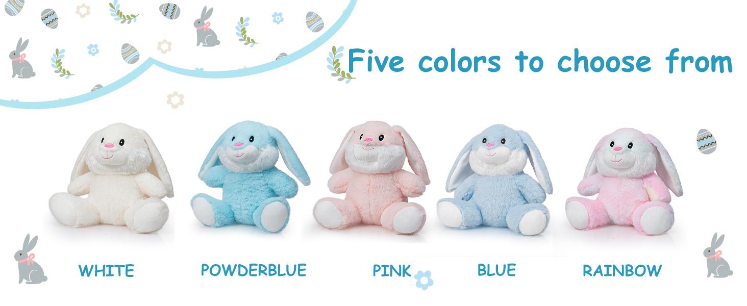 Bunny Stuffed Animal, Easter Bunny Plush Toys, Soft and Cuddly Stuffed Rabbit Easter Gift for Kids Baby Girls 7inch Rainbow