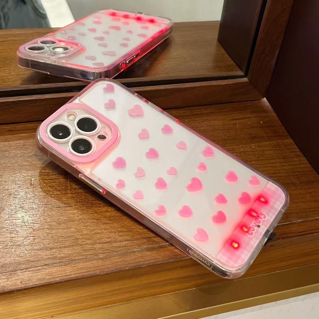 LED Love Phone Case, Compatible with iPhone 17/16/15/14/13/12/11 Pro/Pro Max/Plus, iPhone 17 PRO MAX, Stylish Protective Cover, Unique Design for Daily Use, Protective Casing