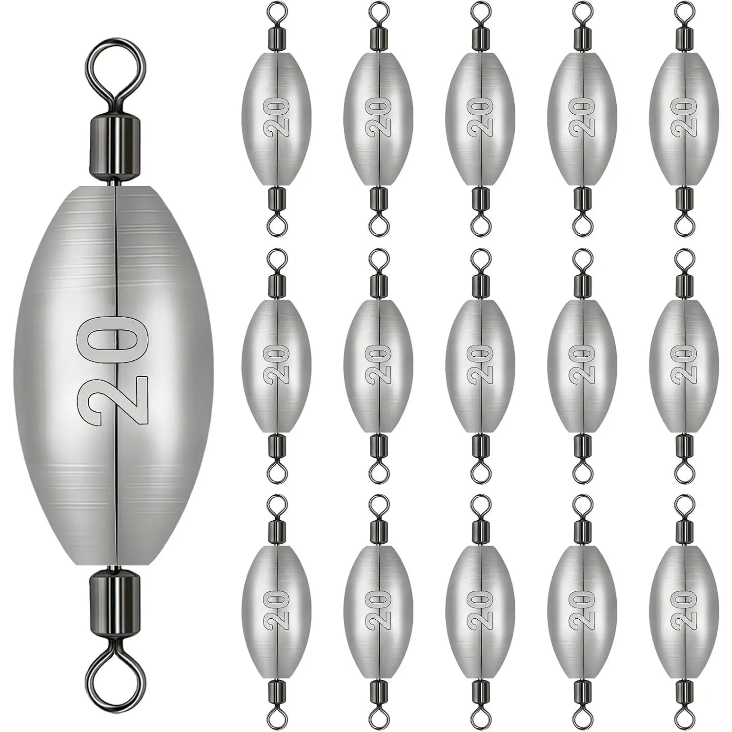 Inline Trolling Weights Swivel Anti-Twist Smooth Rolling Fishing Sinkers | Inline Trolling Weights with Swivel, Lead Sinkers for Bass Catfish Saltwater Freshwater, Anti-Twist Egg Sinker Kit Pack