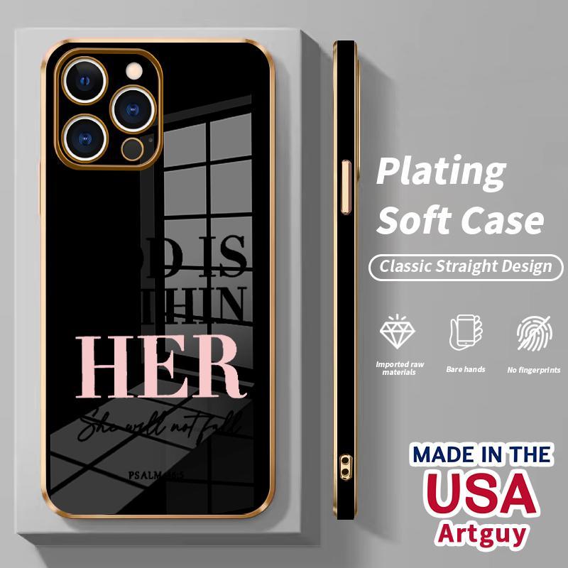 Electroplated Golden Edge Phone Case Compatible with iPhone 17 16 E Pro Max 15 Plus 14 13 12 11 Air God is Within Her Pattern Rugged Durable Shockproof Anti-Scratch Soft Silicone Case