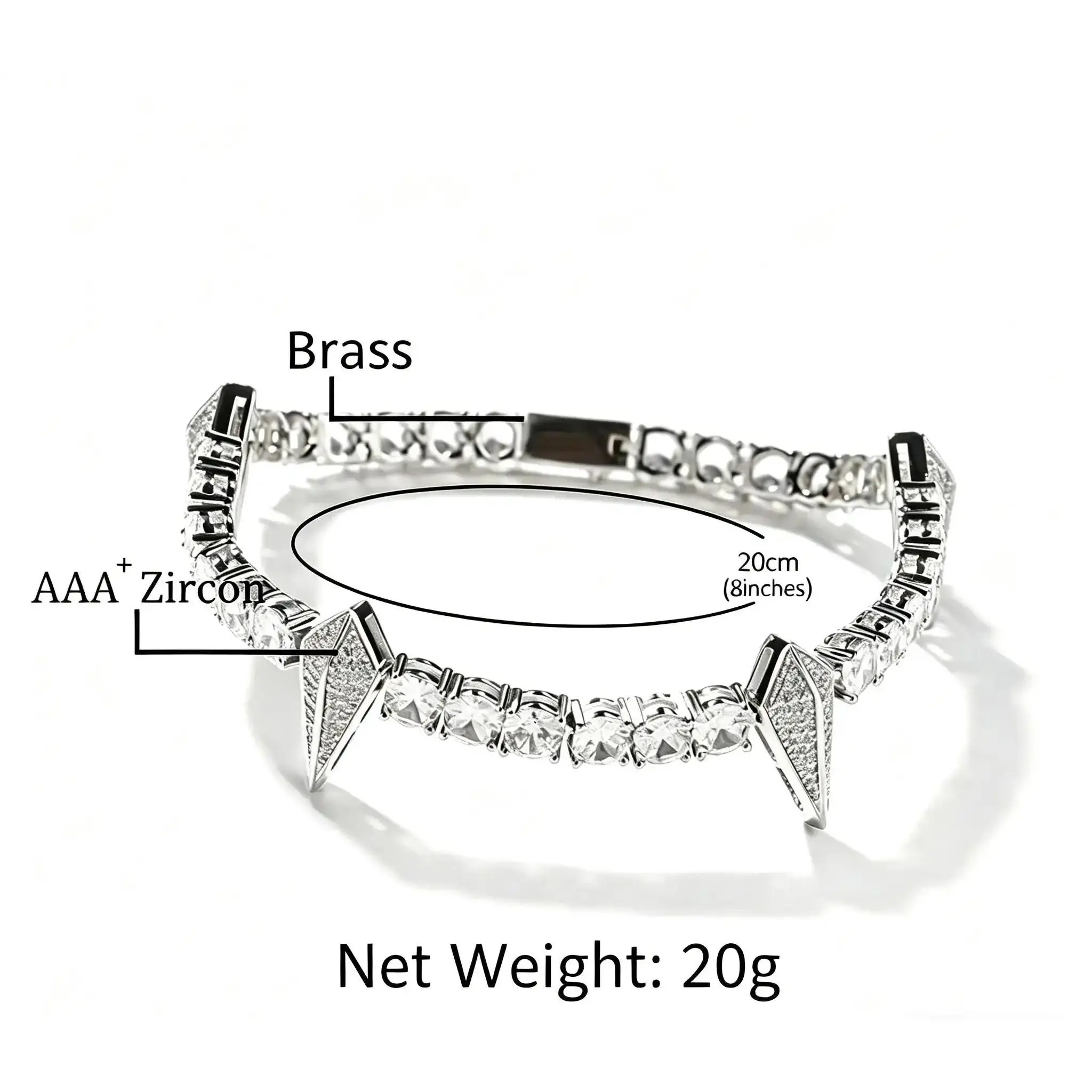 Black Panther Spike Tennis Bracelet, Iced Out Sparkling Zircon Bracelet, Multi Color Available, Hip Hop Bling Bracelet for Men Women, Fashion Statement Jewelry, Ideal Gift for Him Her, Daily Party Wear Trendy Accessories