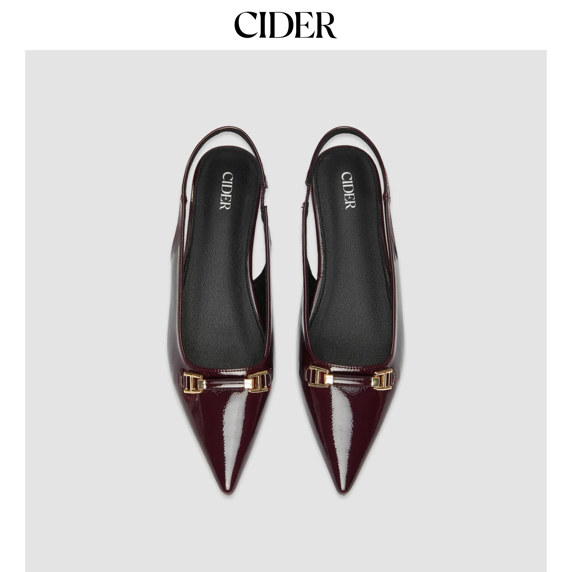 Cider BUCKLE POINTED TOE SLINGBACK FLATS
