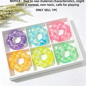 Malt Sugar Sequin Donut Squishy Toy, Soft Rubber Anti-Stress Squeeze Sensory Fidget, Relief Stress Anxiety, Daily Essential, Holiday Gift
