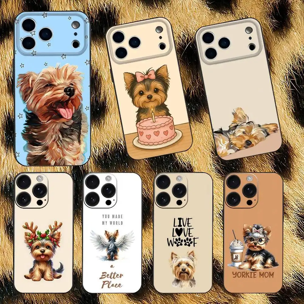 Yorkshire Terrier Printed Look Aesthetic Phone Case, Black Soft Shockproof Protective Mobile Accessory for Multi-Model iPhone 11-17 Pro Max/Plus & Samsung Galaxy S23-S25 (iPhone & Galaxy Compatible), Accessories