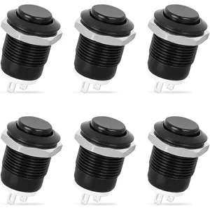 Nilight 12mm Momentary Push Button Switch 6PCS 12V Waterproof Black Metal Small Round Power Push Button Switches 2 Pin for Car Automotive Truck Boat Marine Off-Road