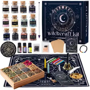 Witchcraft Kit, 67pcs Witchcraft Supplies Include Spell Candles Dried Herb Crystal Parchment, Witchy Gifts for Women, Wiccan Supplies and Tools for Beginners.(AA)