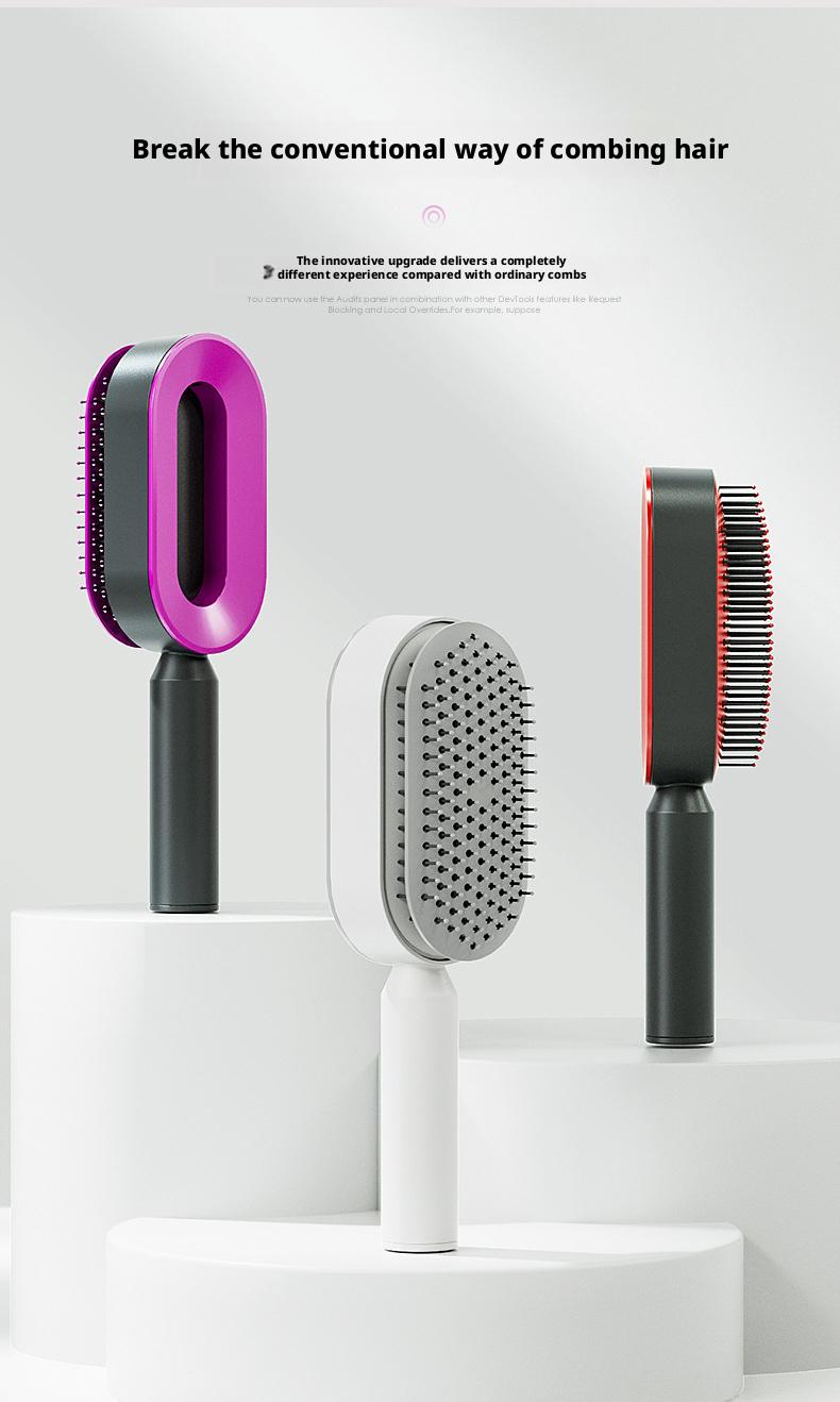 Luxury upgraded version, featuring a push-button cleaning design, suitable for women with long hair, popular air cushion massage comb