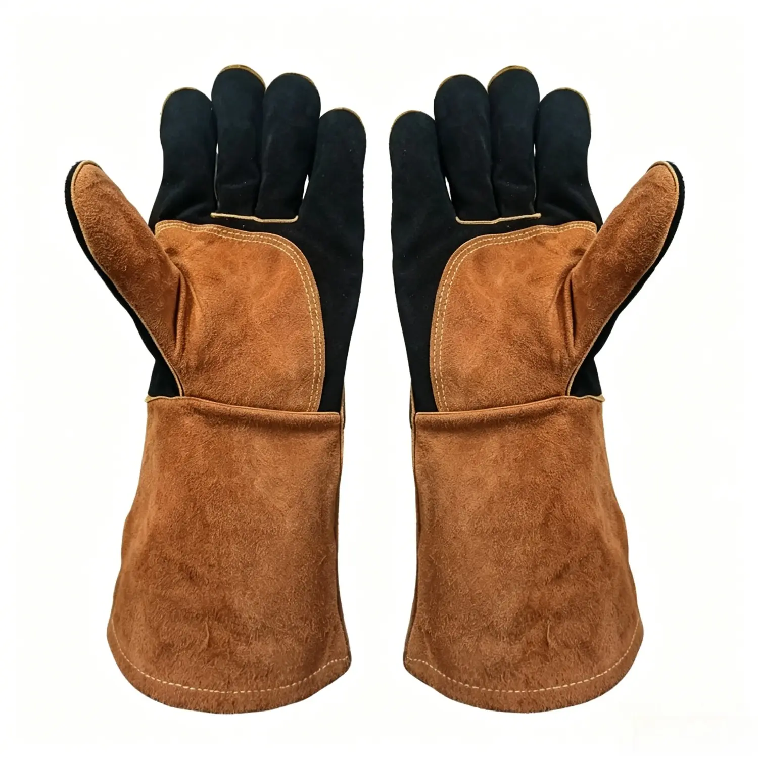 13.8 Inch Heat Resistant Welding Gloves, 932°F Fireproof Split Cowhide Leather with Kevlar Stitching, Reinforced Heavy Duty Work Gloves for MIG/TIG/ARC Welding, BBQ Grilling, Stove Handling & Animal Grooming, One Size Fits Most for Welder