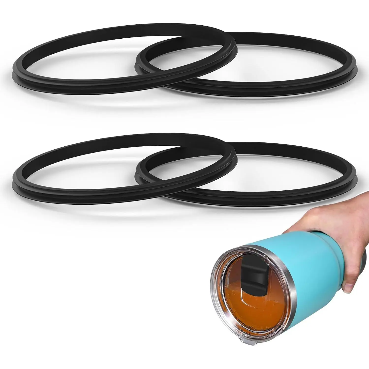 Rubber Seal  Gasket for  Lid, Leak-proof O Ring  Compatible with  20 oz Tumbler, 10/24 oz Mug, 25 oz Straw Mug and 10 oz Lowball, 4 Packs
