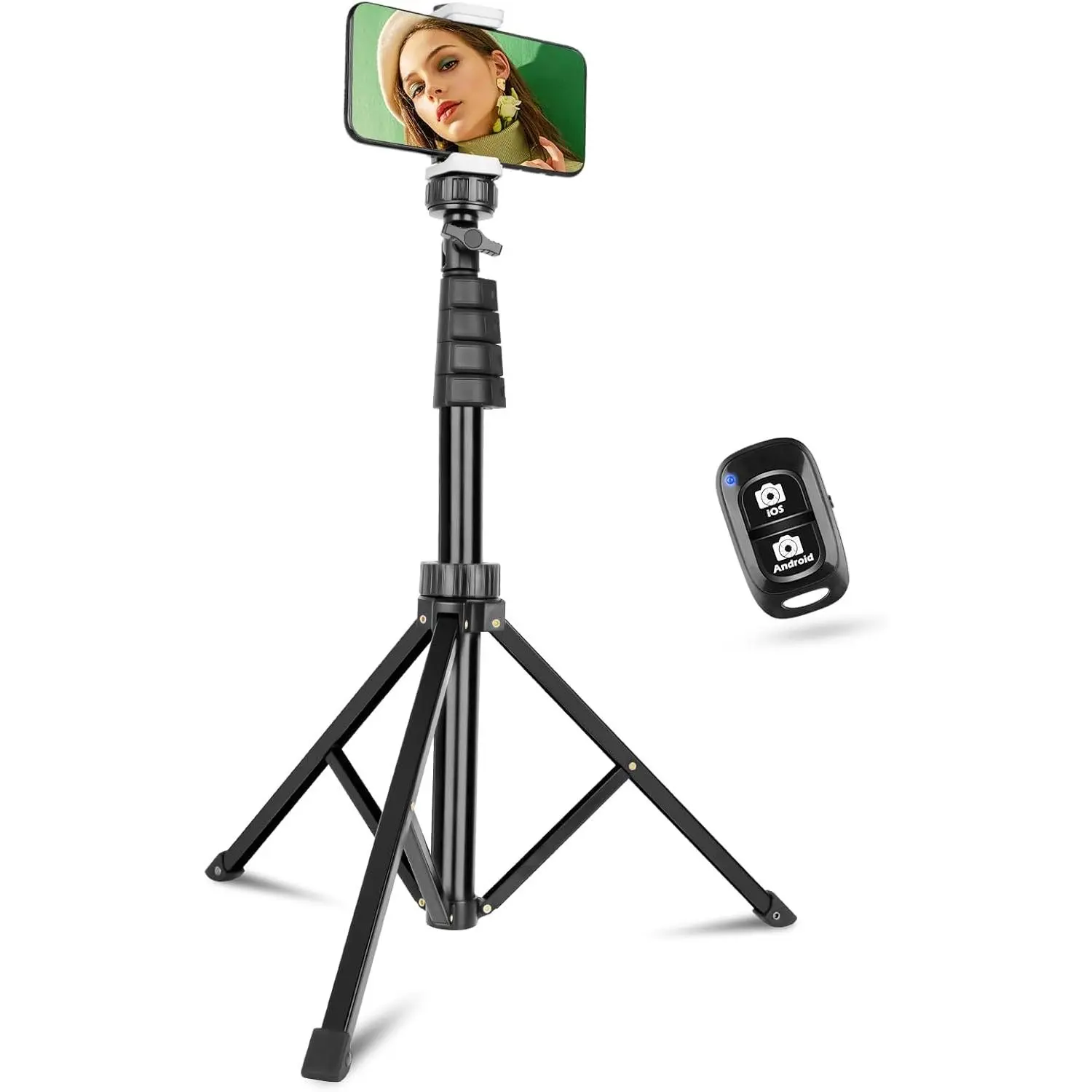 67" Phone Tripod, Extendable Cell Phone and Camera Tripod Stand with  Remote & Phone Holder,  Selfie Stick Tripod