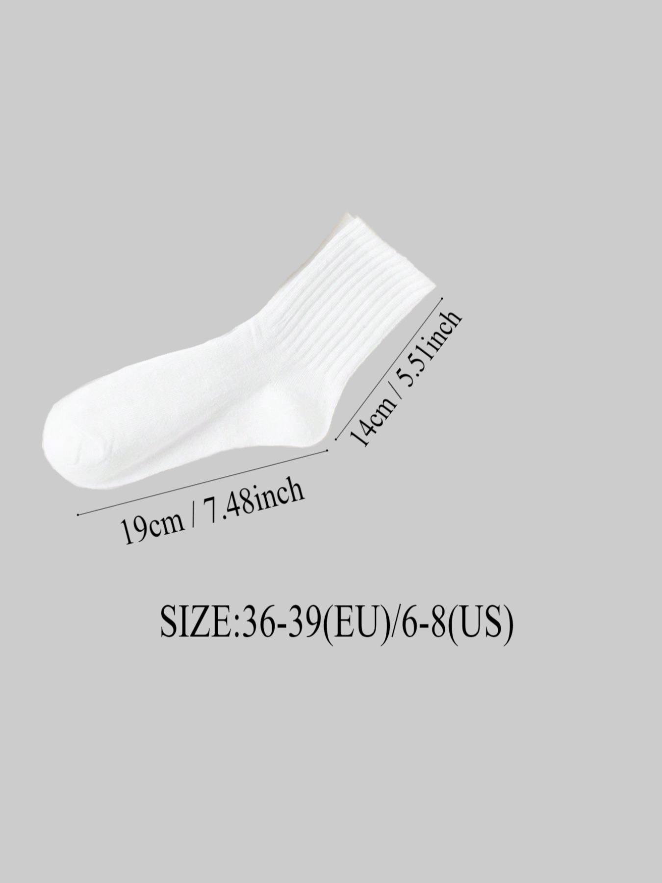 Women's 10 Pairs Minimalist Solid Crew Socks, Fashion Casual Cozy Breathable Mid-calf Socks for Daily Outdoor Wear, Basic Women Socks for All Seasons, Comfort Knit Socks for Women Girls