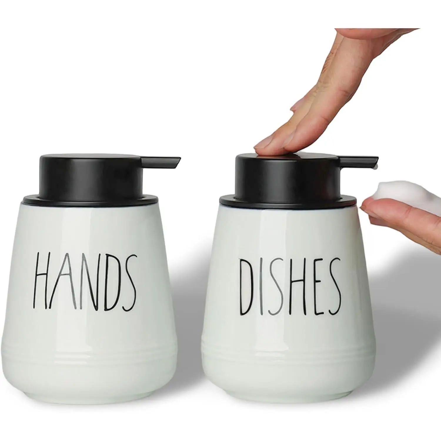 Ceramic Soap Dispenser Set, 13oz Wash Soap Dispenser (Foam-Hands & Dishes)