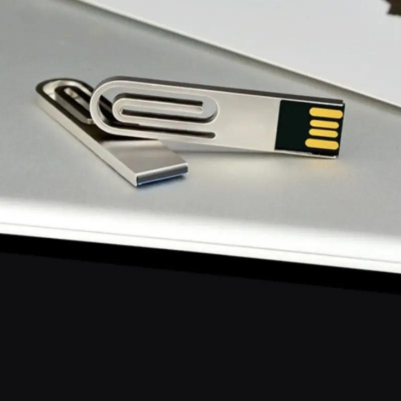 Creative Paperclip Design USB Drive, 16GB/32GB Metal Portable Usb2.0 High-Speed Flash Storage, Office Student File Storage, Plug-And-Play, Flash Drives