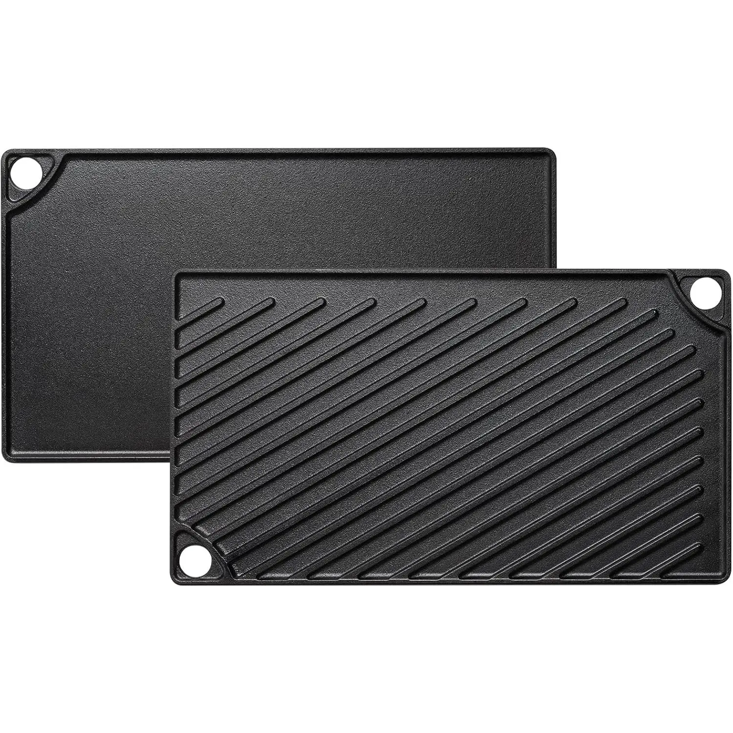 Reversible Grill/Griddle,Seasoned Cast Iron Griddle Pan, Double Burner Cookware, Rectangular Non-Stick Griddle with Handles, Flat Top Plate for Oven, Grill & Campfire