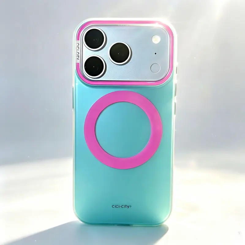 MagSafe Magnetic Phone Case with Lanyard, Adjustable Rhinestone Accents, Wireless Charging Compatibility, Bold Contrast Colors, Ultra Skin-Friendly Micro-Matte Touch, Minimalist INS Style, Summer Vibe for iPhone 17, 16, 15, Peach, Smartphone, Foldable, Pr