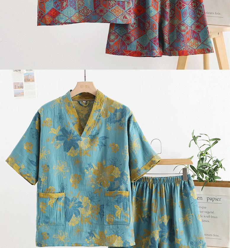 Cross-border pure cotton double-layer gauze jacquard sauna suit, massage sauna suit, couple's bathrobe, hotel bathrobe, therapy clothing wholesale