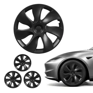 VEVOR Hubcaps Wheel Covers for 2021-2024 Tesla Model Y, 19 Inch Set of 4 Wheel Rim Cover Hubcaps OEM Style Replacement, R19 Size Snap On Car Hub Caps, Premium 7-Spoke ABS Tire Rim Caps, Matte Black