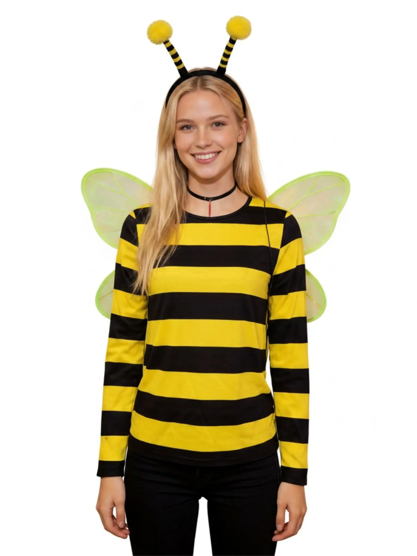 Adult Party Bee Costume Long Sleeve Top, Stripes, Halloween Theme, Stage Performance, Cosplay Clothing, Fitted Medium Length