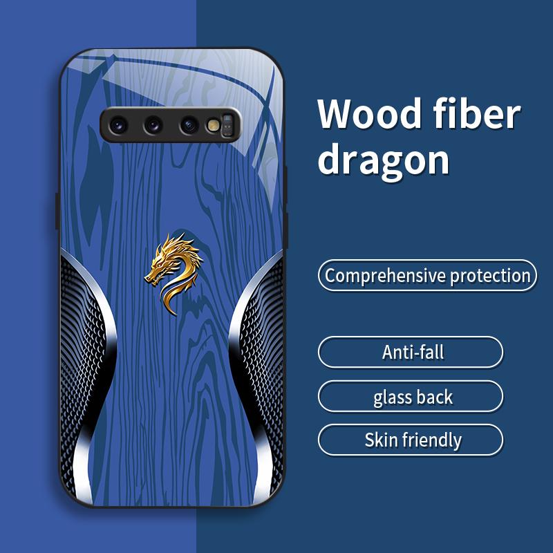 Suitable for [Galaxy S10 Plus] Personality, simple, luxurious, split dragon pattern, creative, business, high-end, drop-proof glass mobile phone case, affordable, drop-proof, anti-fingerprint-888