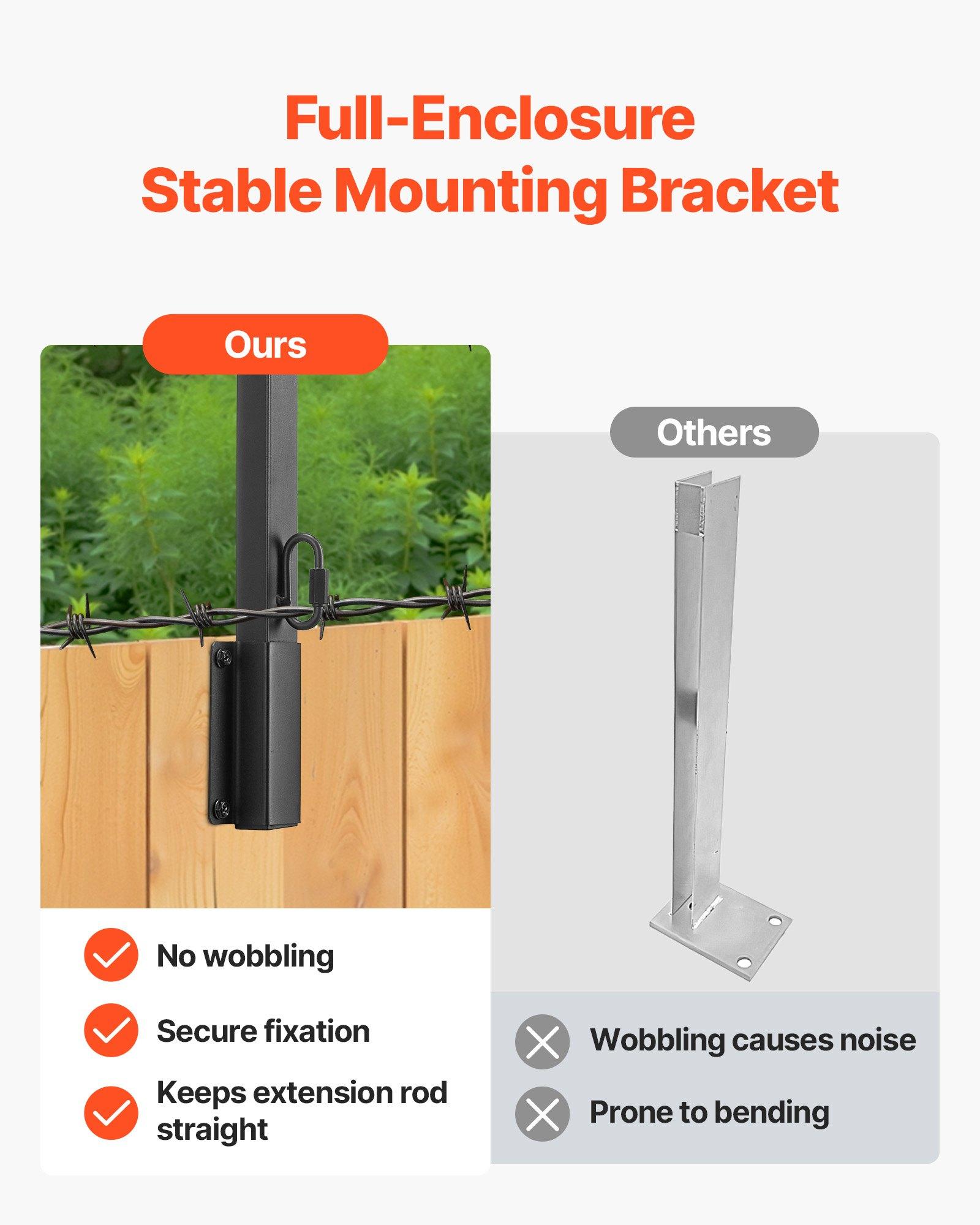 VEVOR Fence Post Extender, 8 Packs 23.8 in Barbed Wire Arm, Sturdy Steel Fence Height Extender, Flat or Surface Mounted Barbed Wire Extension Arms, Protect Privacy and Prevent Pets Jumping Off