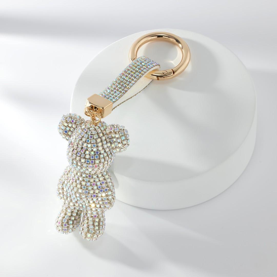 Bling Bears Keychain Collection Crystal Gold Tone Bear Keychain with Crystal Detailing for Bear Lovers Red Champagne Black Pink Multi-Color Options