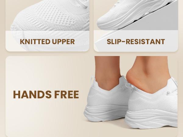 Athlefit Women's Slip On Walking Tennis Shoes Hands Free Non sllip Lightweight Breathable Gym Workout Athletic Sneakers