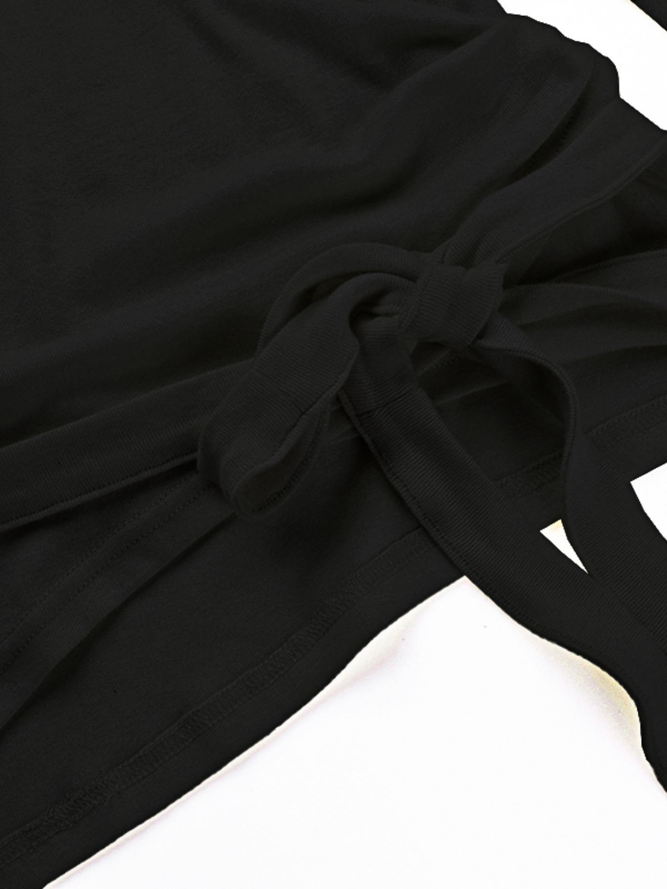 Women's Plain V-Neck Wrap Tee, Elegant Casual Long Sleeve T-shirt for Daily Outdoor Wear, Women's Clothing for Fall & Winter