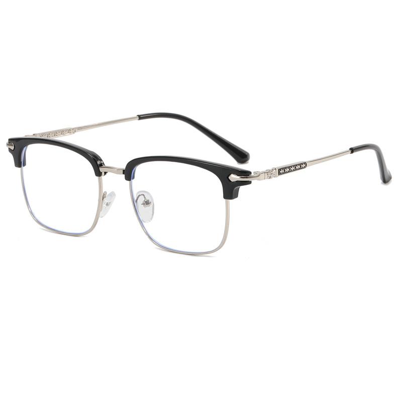 Same Style Retro Eyebrow Frame Glasses | Tech Nerd Handsome Men'S Fashion Trendy with Full Rim, Rectangular Shape, PC Frame, Resin Lenses, TR90 Temples