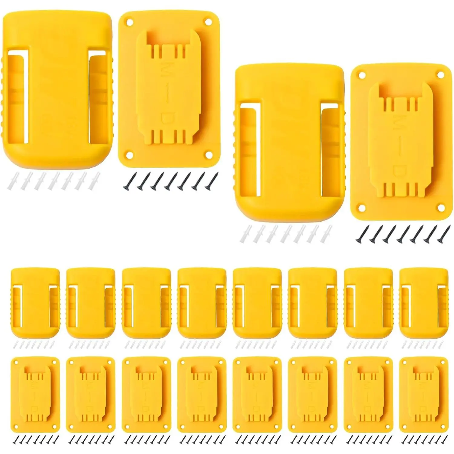 20pas Tool Holders and Battery Holder Dewalt 20v Wall Mount Hanger Battery Drill Tool Storage Shelf Milwaukee M18(Yellow)