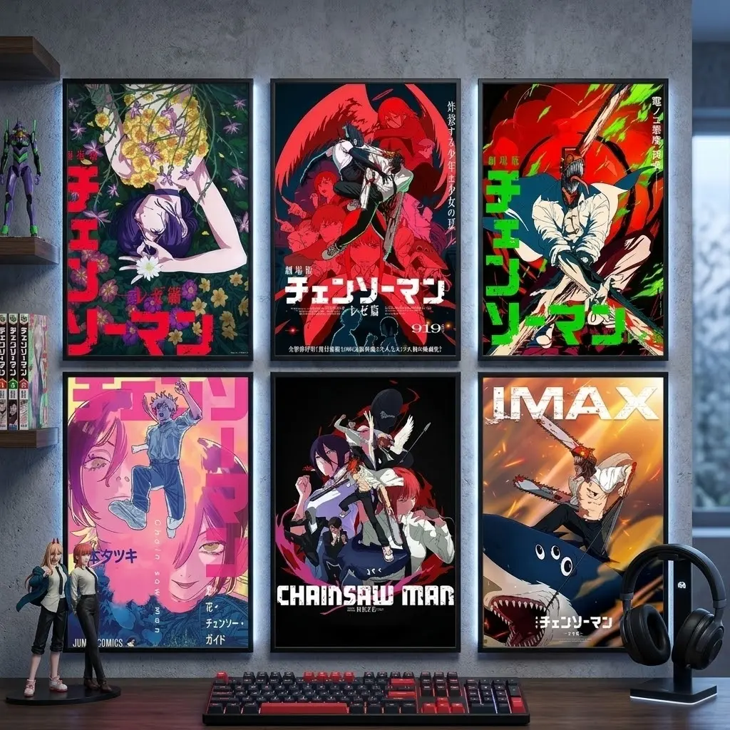 Chainsaw Man Poster, Japanese Anime Wall Art Print, Dark Manga Aesthetic Room Decor, Otaku Gift for Fans of Chainsaw Man Anime & Manga vintage anime poster anime wall art otaku room decor japanese home decor anime wall print manga lover anime fan