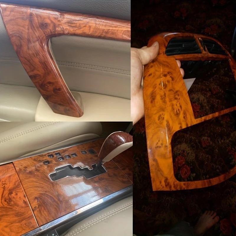 Wood Grain Pattern Car Interior Sticker, Glossy Retro Wood Grain Eye Mask Film, Car Vinyl Wrap Roll, Classic Peach Wood Grain Self Adhesive Bubble-free Decals, Car Stickers, Car Interior Decor