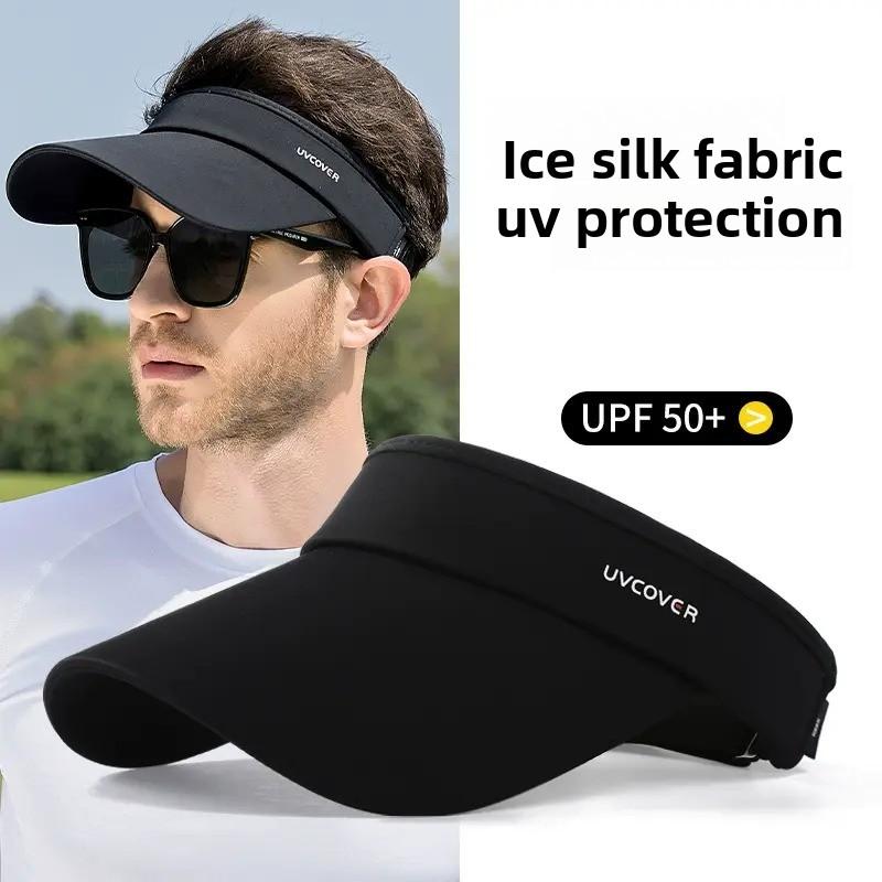 Sunscreen hat summer ice silk show face small UV protection sun hat running sports versatile empty top hat