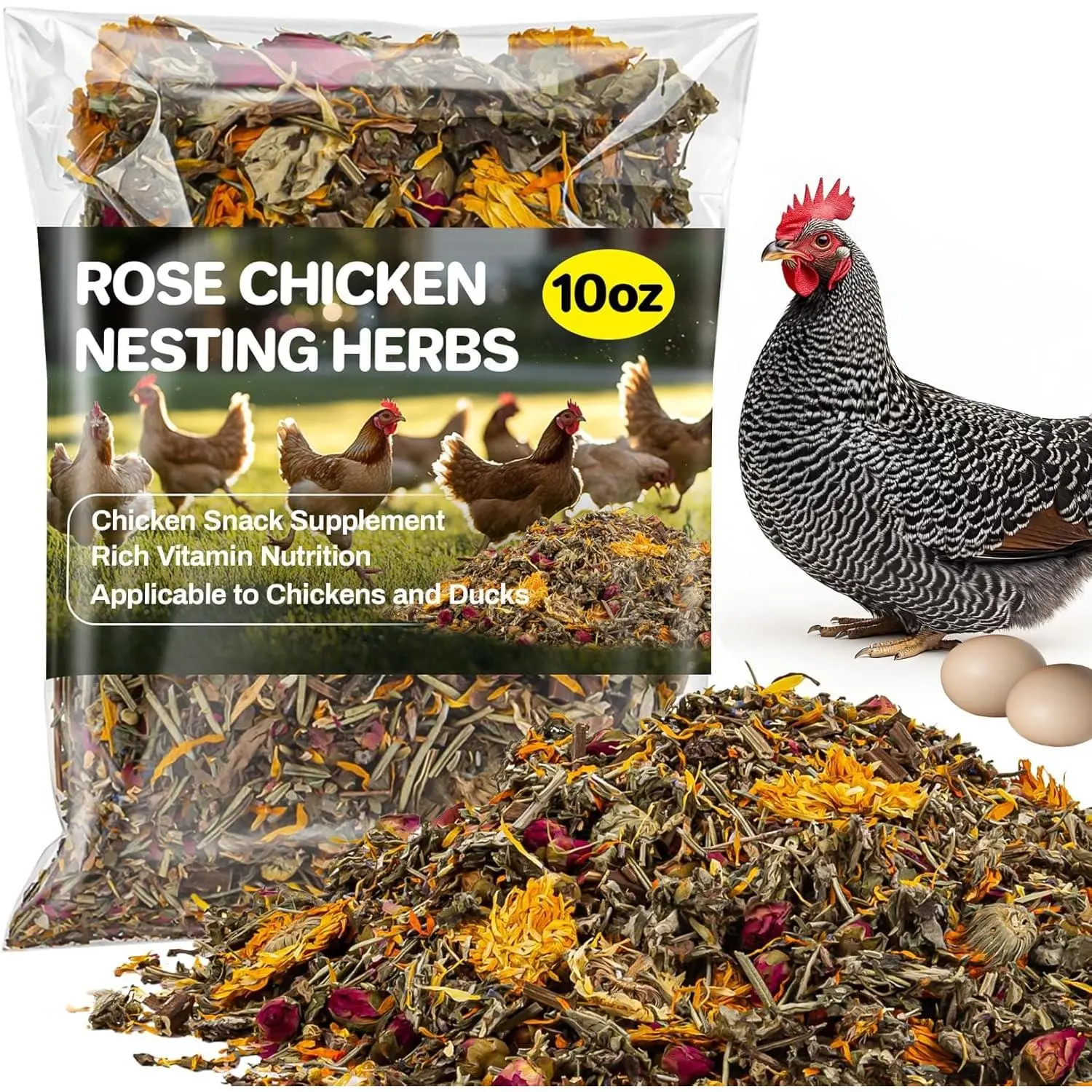 10oz Chicken Nesting Herbs Hemp Bedding Blend, Scented Nest Box Litter for Hens Ducks Poultry Coop Habitat Supplies