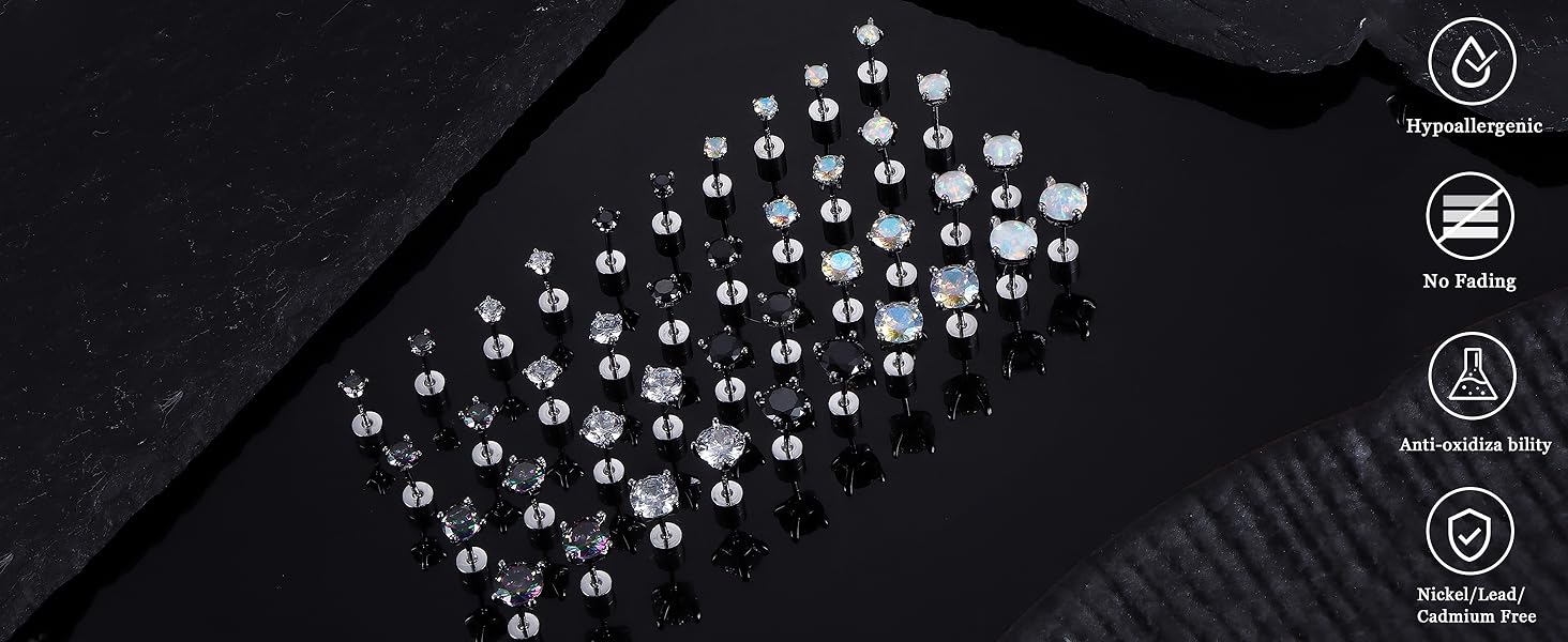 YADOCA 5 Pairs 925 Sterling Silver Stud Earrings for Women 20G Flat Back Earrings Helix Cartilage Earrings Cubic Zirconia Opal Earrings Comfort Back Sleep Post Earrings Hypoallergenic YADOCA 5 Pairs 925 Sterling Silver Stud Earrings for Women 20G Flat Back Earrings Helix Cartilage Earrings Cubic Zirconia Opal Earrings Comfort Back Sleep Post Earrings Hypoallergenic