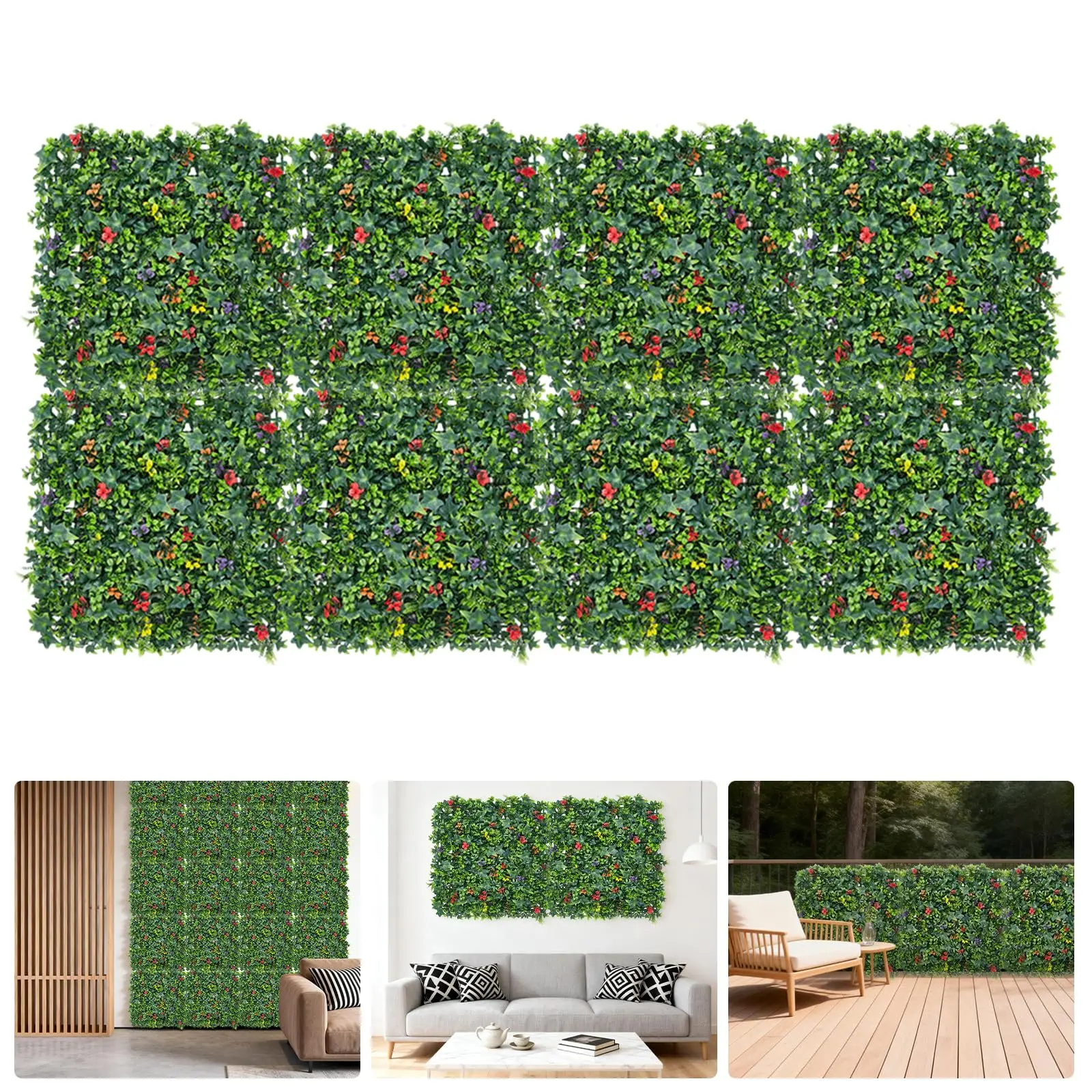 Garvee 8 PCS 50×50cm Artificial Grass Wall Panels, Faux Greenery Hedge Wall Screen Plastic Plant Wall for Indoor Outdoor Garden Fence Balcony Privacy Backdrop Decor