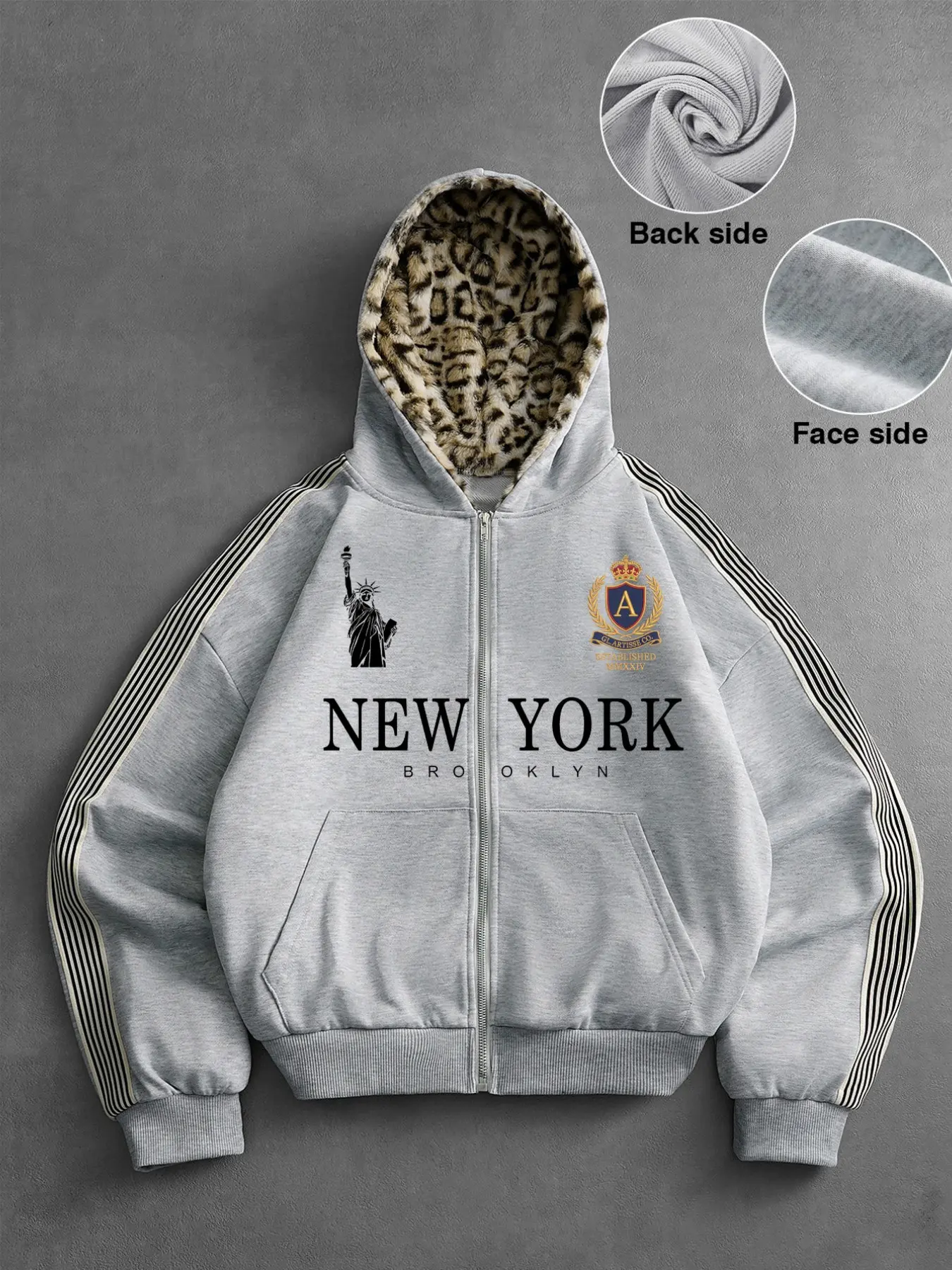 American Style Men's Casual Hooded Sweatshirt, Open Front Hood Edge Design, Letter Pattern, Home Wear, Back-To-School