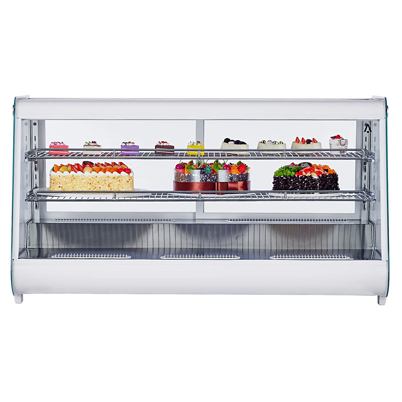 8.1 Cu.Ft Commercial Countertop Refrigerated Display Case - 2-Tier Showcase, Air Cooling, LED Lighting, Auto Defrost, Rear Sliding Glass Doors, Adjustable Shelves, Low Noise, Partially Assembled Single Unit for Bakery, Cafe