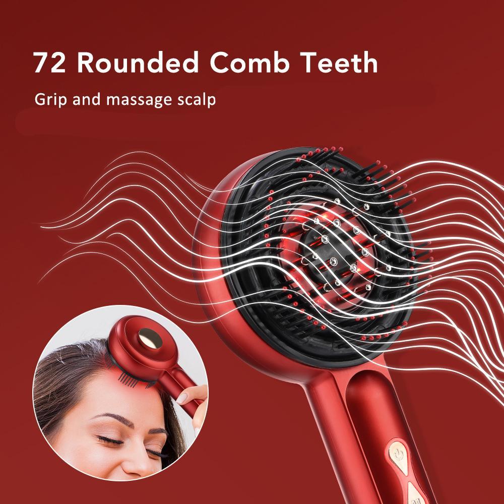 Red Electric Hair Scalp Massager, 1 Box 3 Modes Head Scratcher Shiatsu Massager, Hair Oil Applicator with Removable Essential Oil Storage, Hair Care Comb for Women & Men