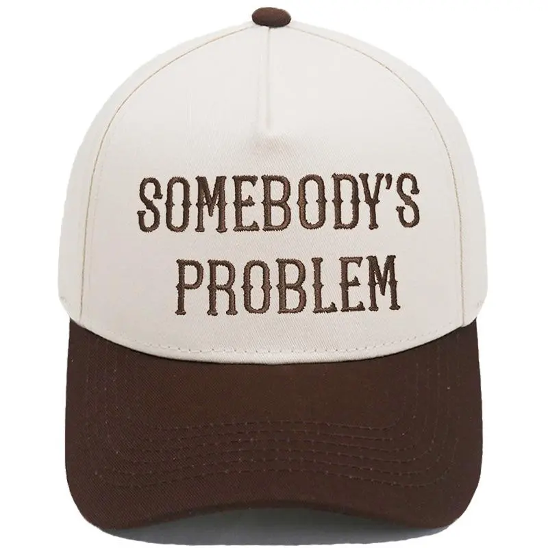 Women's "Somebody's Problem" Retro Washed Cotton Graphic Dad Cap, Adjustable Buckle Fashion Accessory, Funny Gift for Bestie, Adjustable Size, Block Text, Casual Wear, Curved Brim, Metal Buckle, Unisex Fit, Accessories For Women, Hats For Women