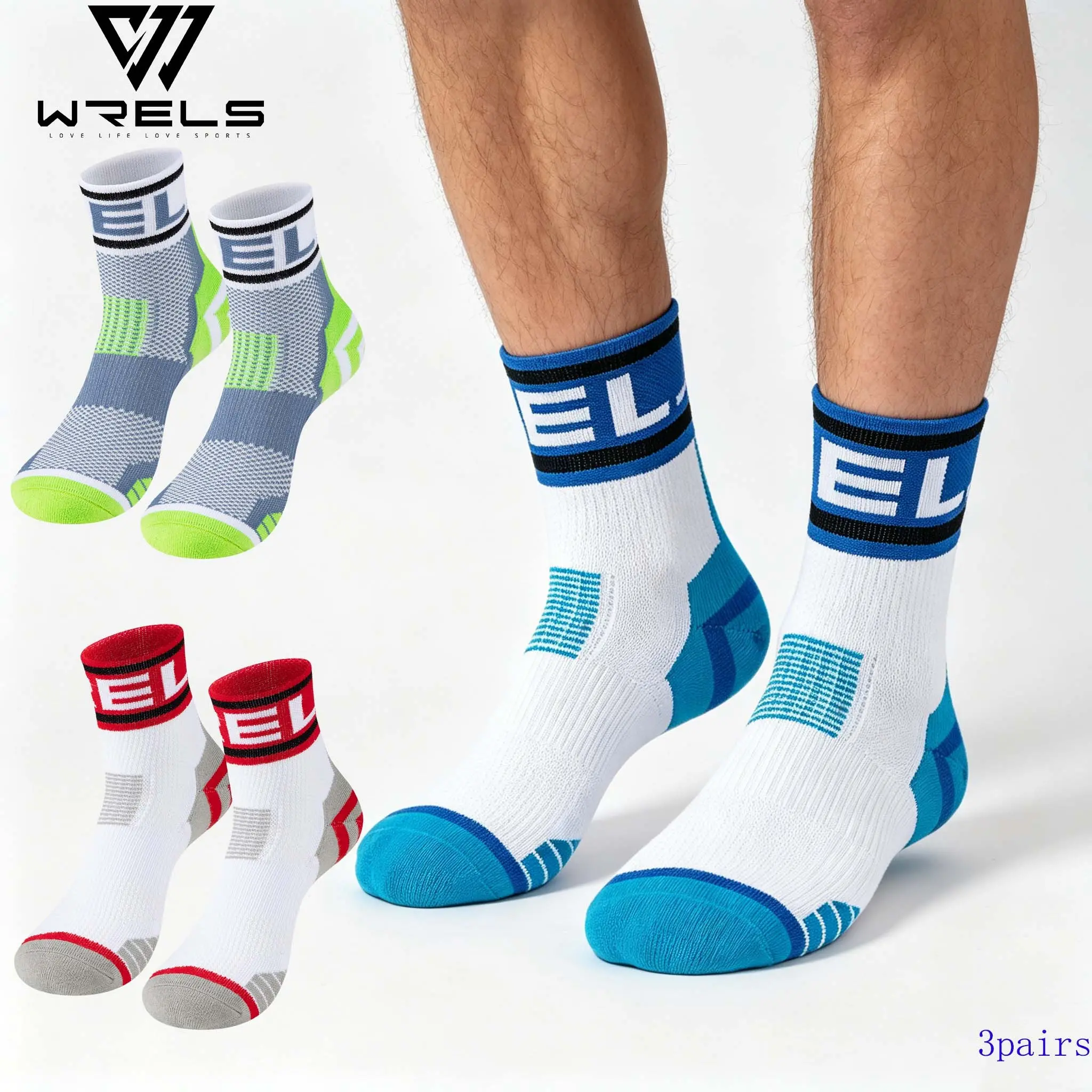 3-Pack Durable Quick-Dry Breathable Running Socks, Anti-Slip Ultra-Light Cushioned Marathon Socks, Professional Sports Socks, Grip Sports Socks, Athletic Socks, Workout Socks