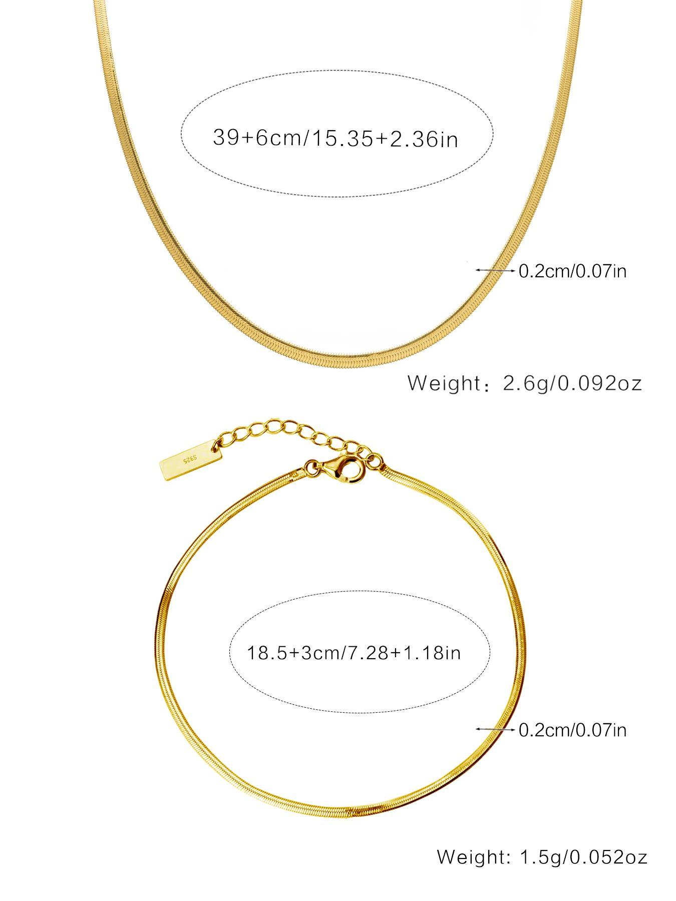 925 Sterling Silver Simple Chain Design Anklet, Ankle Bracelets & Necklace, Valentine's Day Gifts, Fashionable Jewelry for Women & Girls, Trendy All-match & Exquisite Jewelry for Birthday Gift