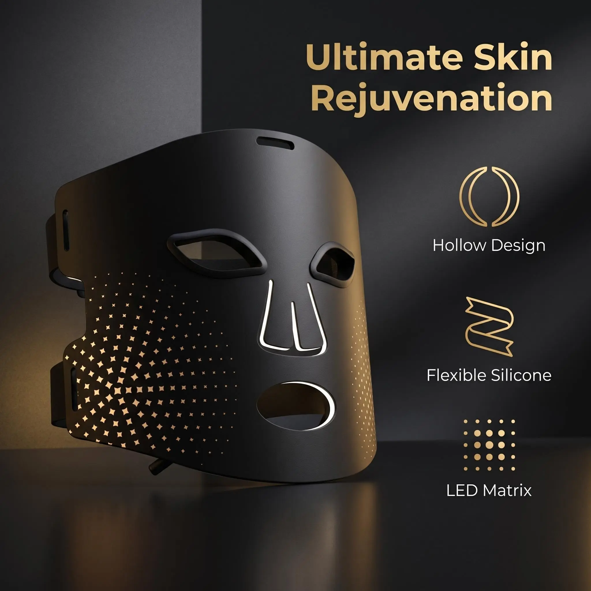 Dot Silicone Photon Facial Mask with LED Light Therapy, Hollow Eye Nose Mouth Design, Full Coverage Flexible Skincare Beauty Mask