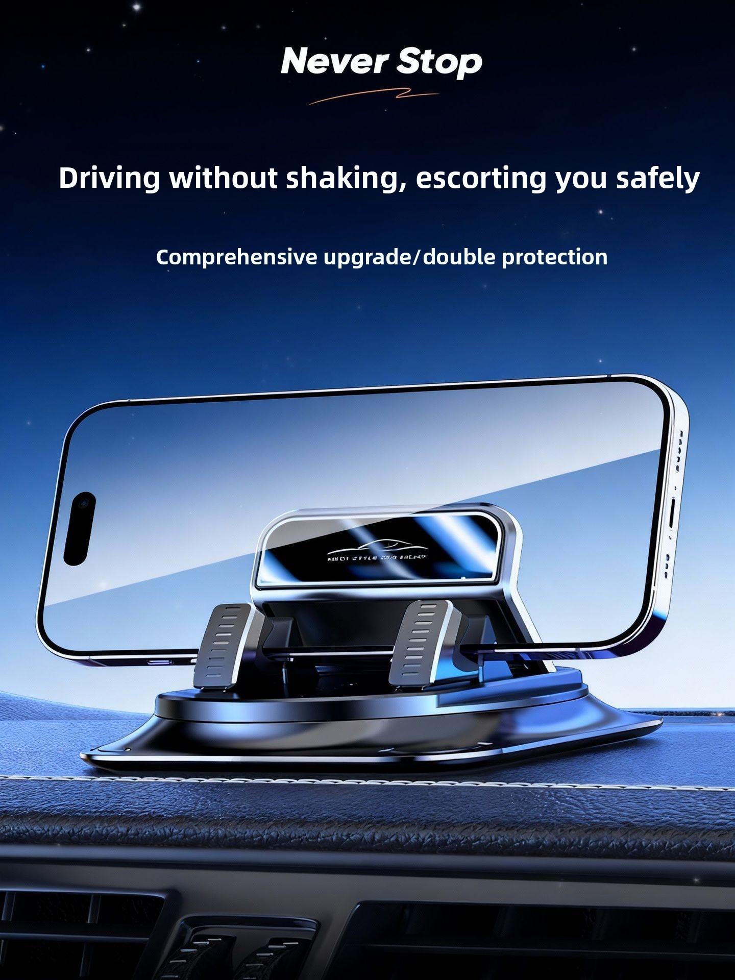 Car phone holder 360 degree rotation, suitablefor car navigation in-car dashboard, horizontaland vertica screen adjustment angle,suctioncup fixed non-slip mobile phone holdersuitable for iPhone and Android