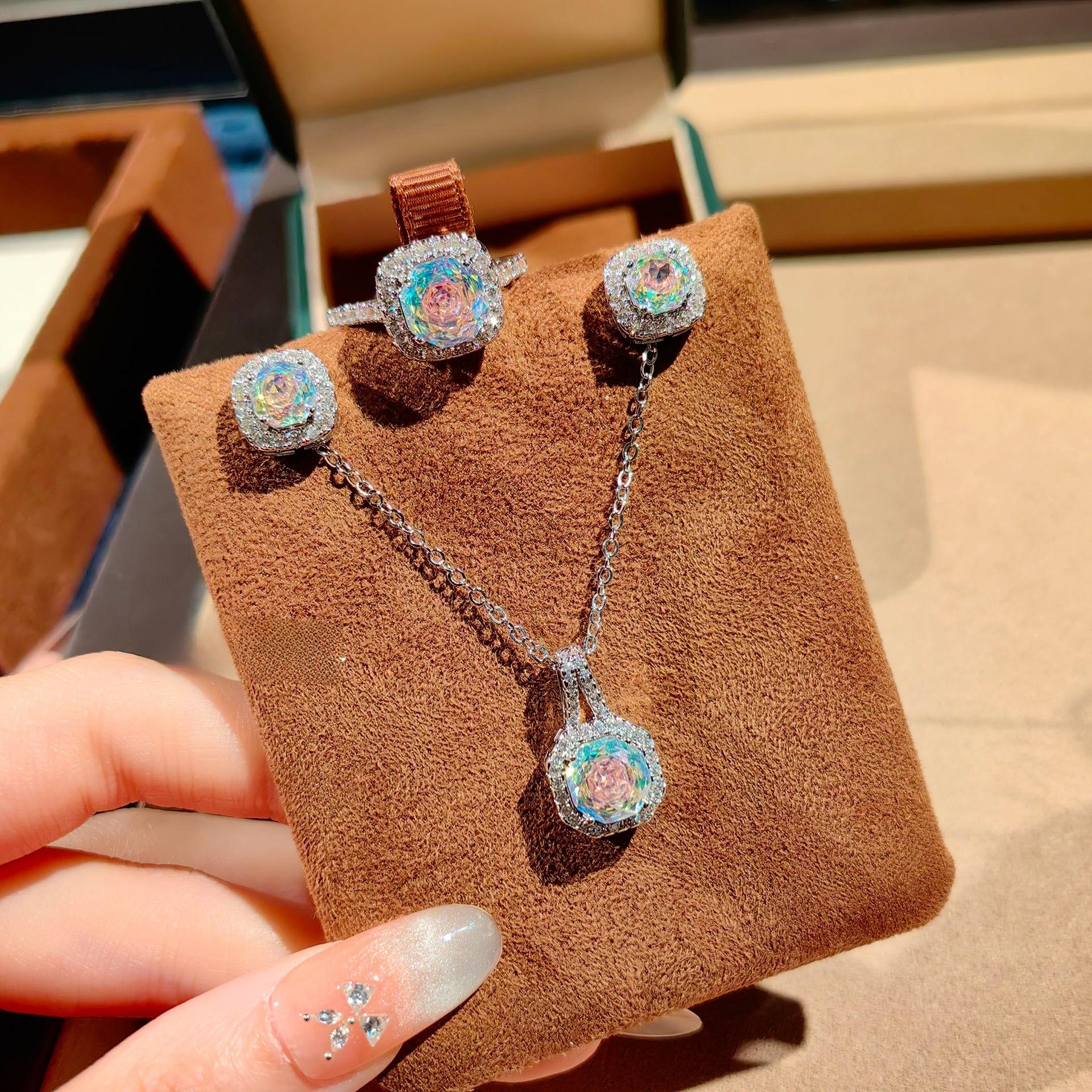 💎 ✨   Octagonal Rose Cut Full CZ Set |   Pendant Necklace + Matching Ring |   Both in Cubic Zirconia |   Sleek & Sophisticated Design |   Everyday Chic – Timeless Gift for Anyone