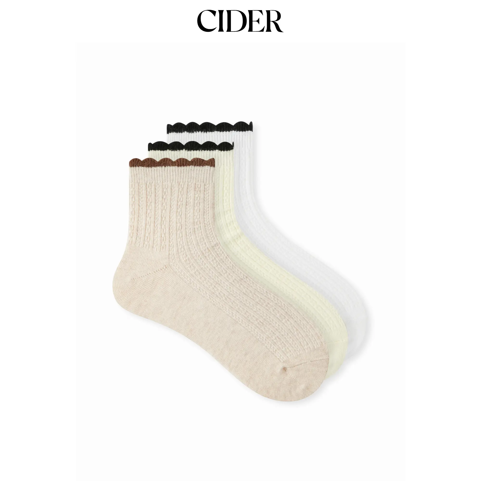 Cider 3 PAIRS RIBBED CREW SOCKS SET