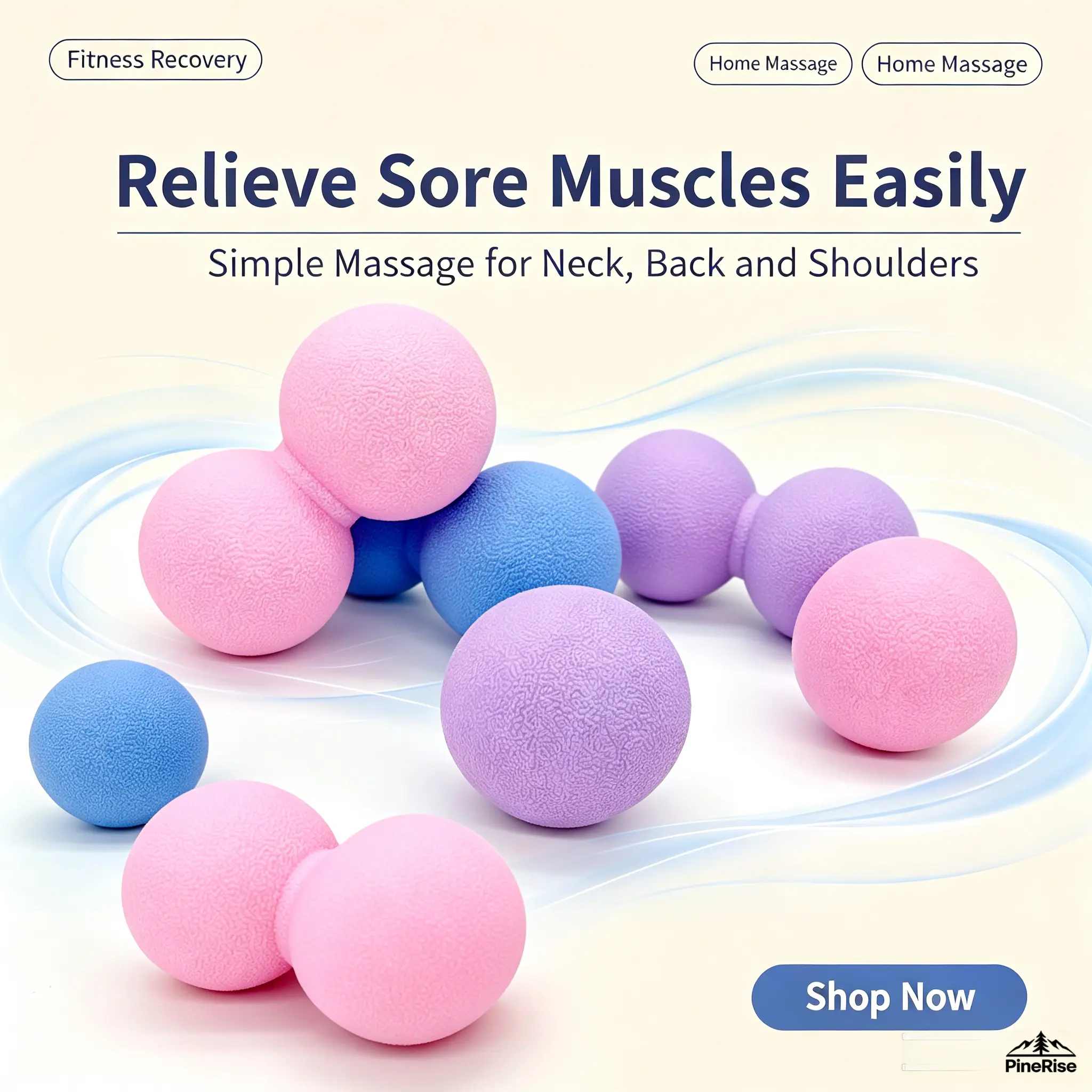 Solid Rubber Peanut Massage Ball, Fitness Fascia Release Grip Ball for Sore Muscle Relief on Back, Shoulder & Feet, Ideal for Yoga Stretch & Hand Strength Training, Compact Portable Post-Workout Recovery Gear
