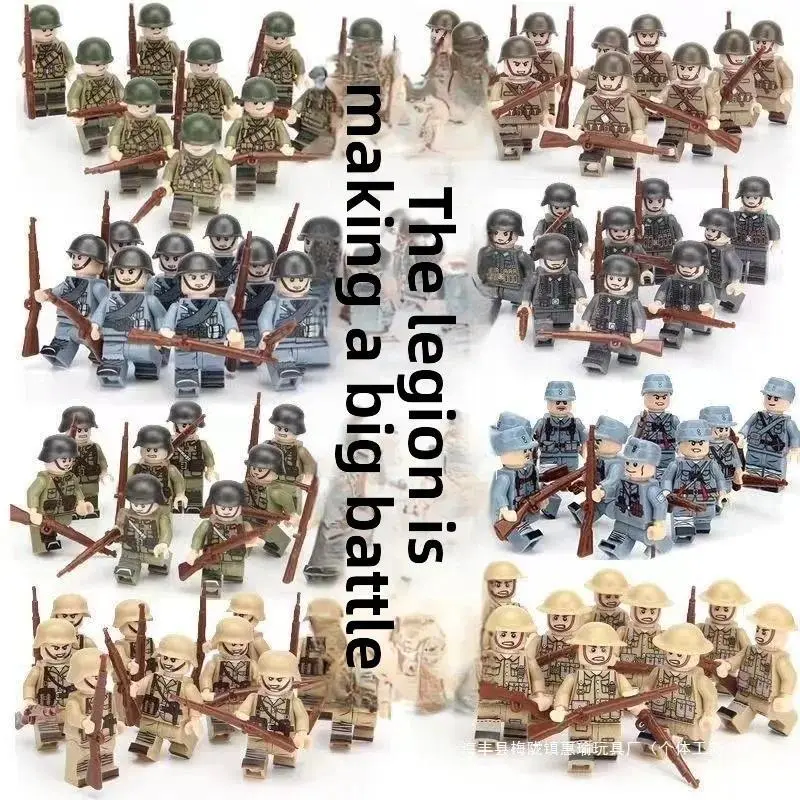 Building blocks World War II soldier figures, marine humanoid dolls educational toys mini figures birthday gifts cartoon figures