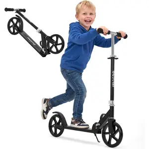 Foldable Kick Scooter with 8" Big Wheels - Adjustable Lightweight Scooter for Kids, Teens & Adults