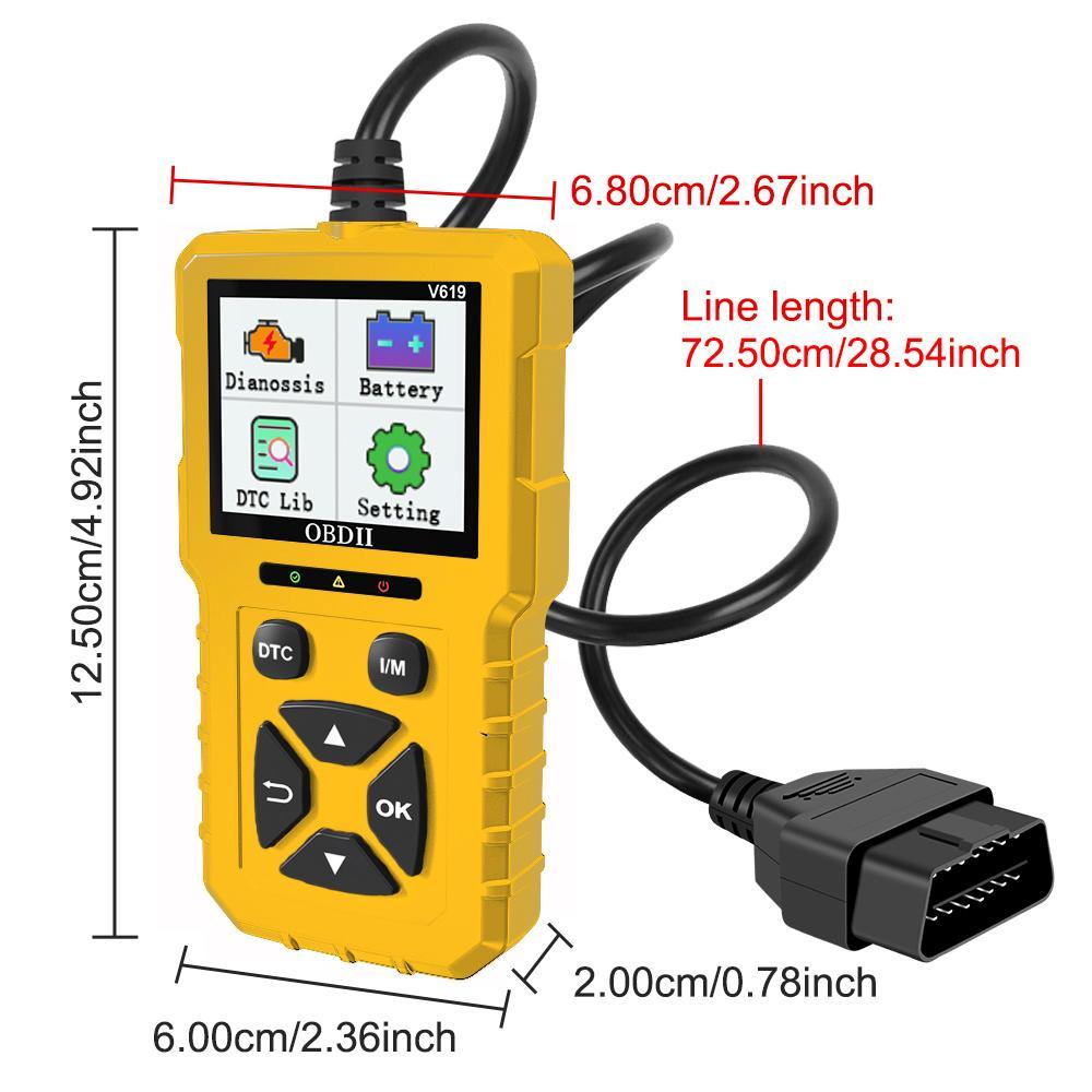 V619 Car Engine Diagnostic Tool, Multifunctional Car Engine Code Reader, OBD Scanner, Automotive Scan Tool, Universal Car Battery Tester Tool with Multi-language to Use