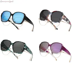 XUH 4/2-Pack Unisex Oversized Geometric Polarized Fit Over Sunglasses, UV400 Anti-Glare Bold Angular Flexible Frames, Lightweight Durable Fashion Eyewear Wear Over Prescription Glasses for Driving, Fishing, Travel & Daily Outdoor Activities